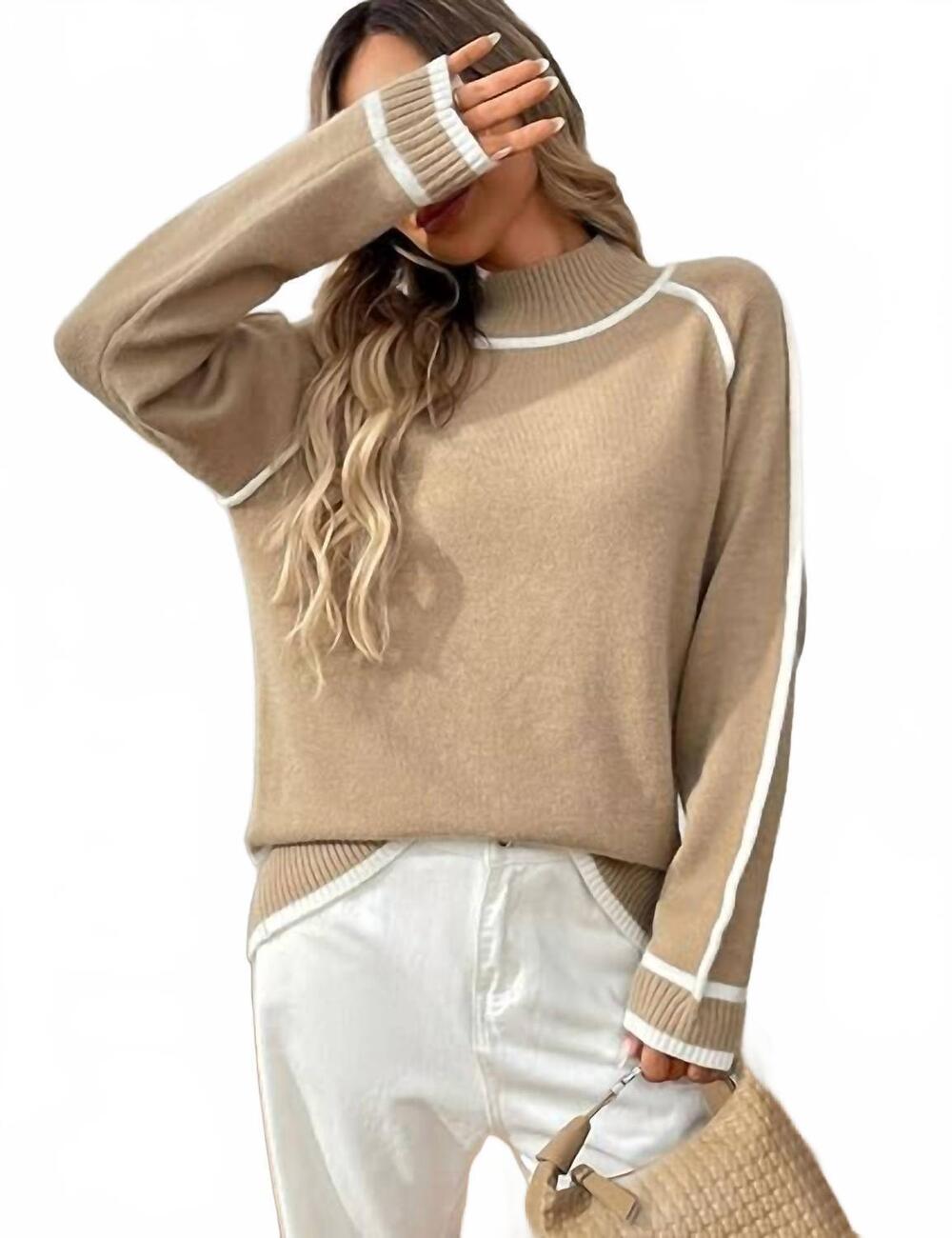 NEW EPRETTY trim knit sweater in khaki